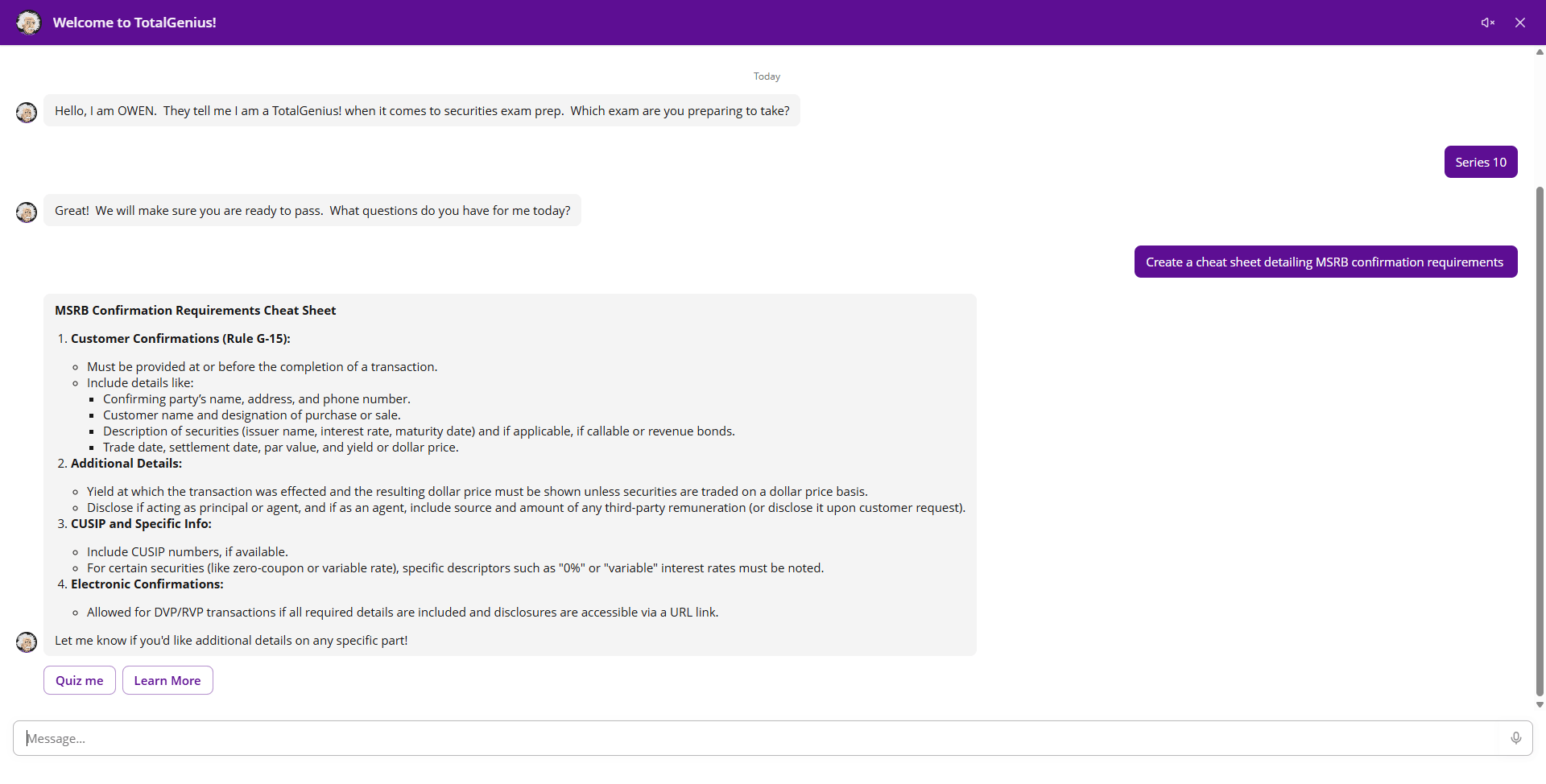Series 10 Exam Cheat Sheet