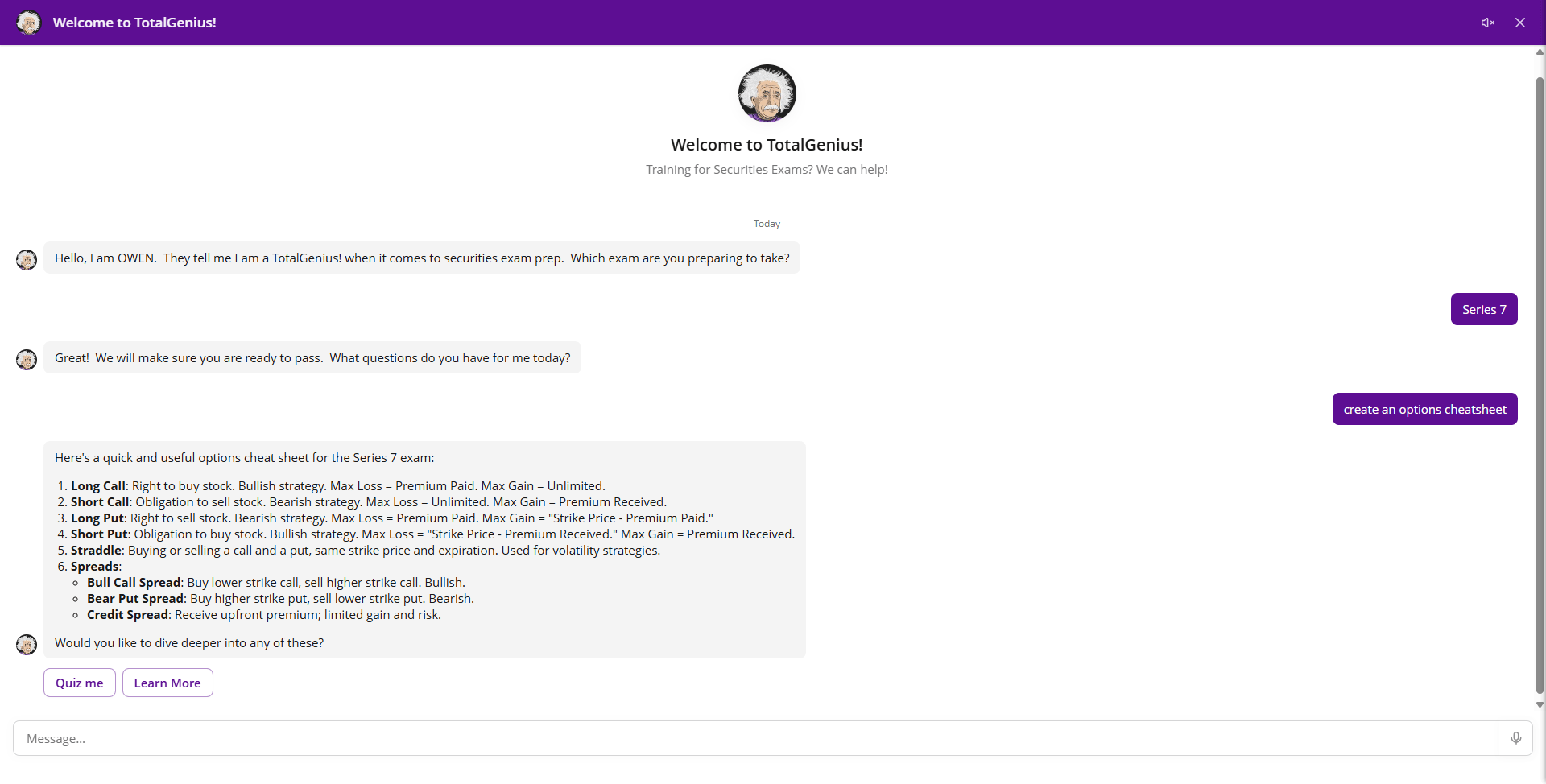 series 7 options sheat sheet