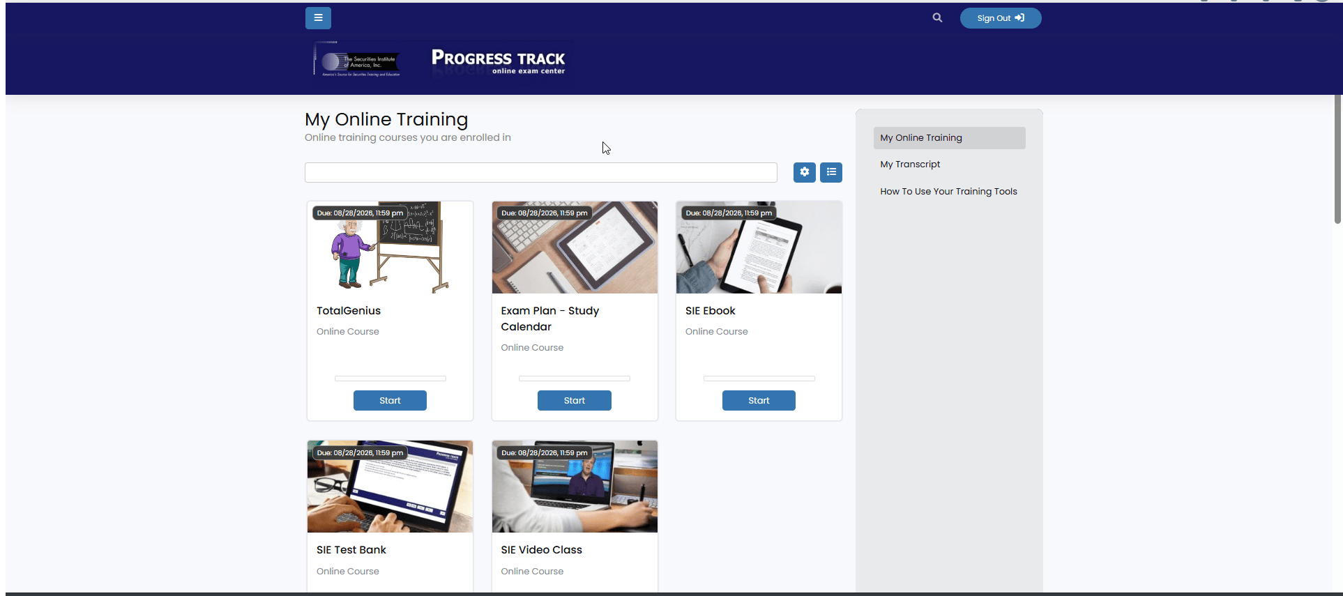 SIE Exam Course Homeroom